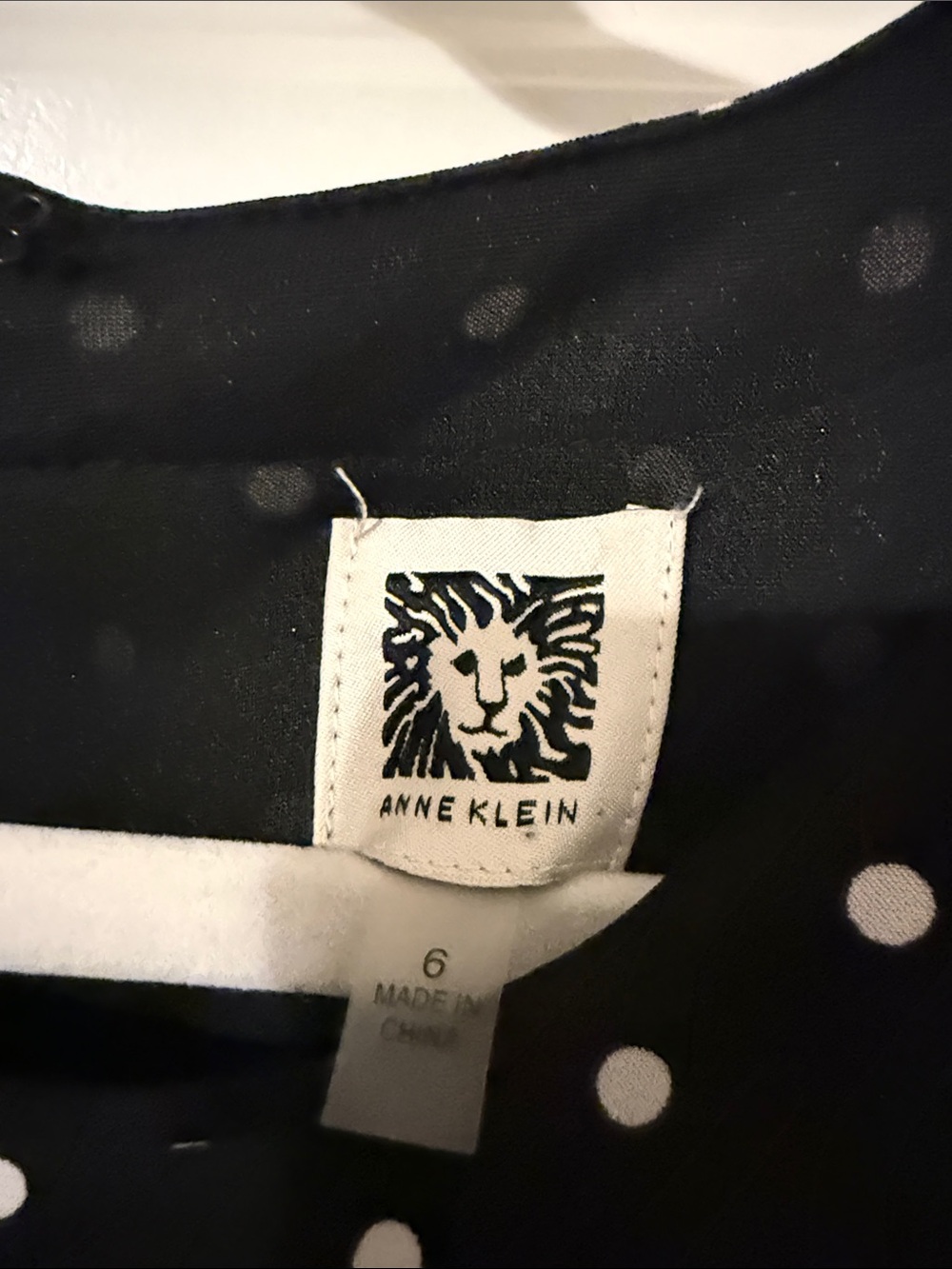 Anne Klein Black and White Polka Dot Midi Dress - Picture 2 of 3